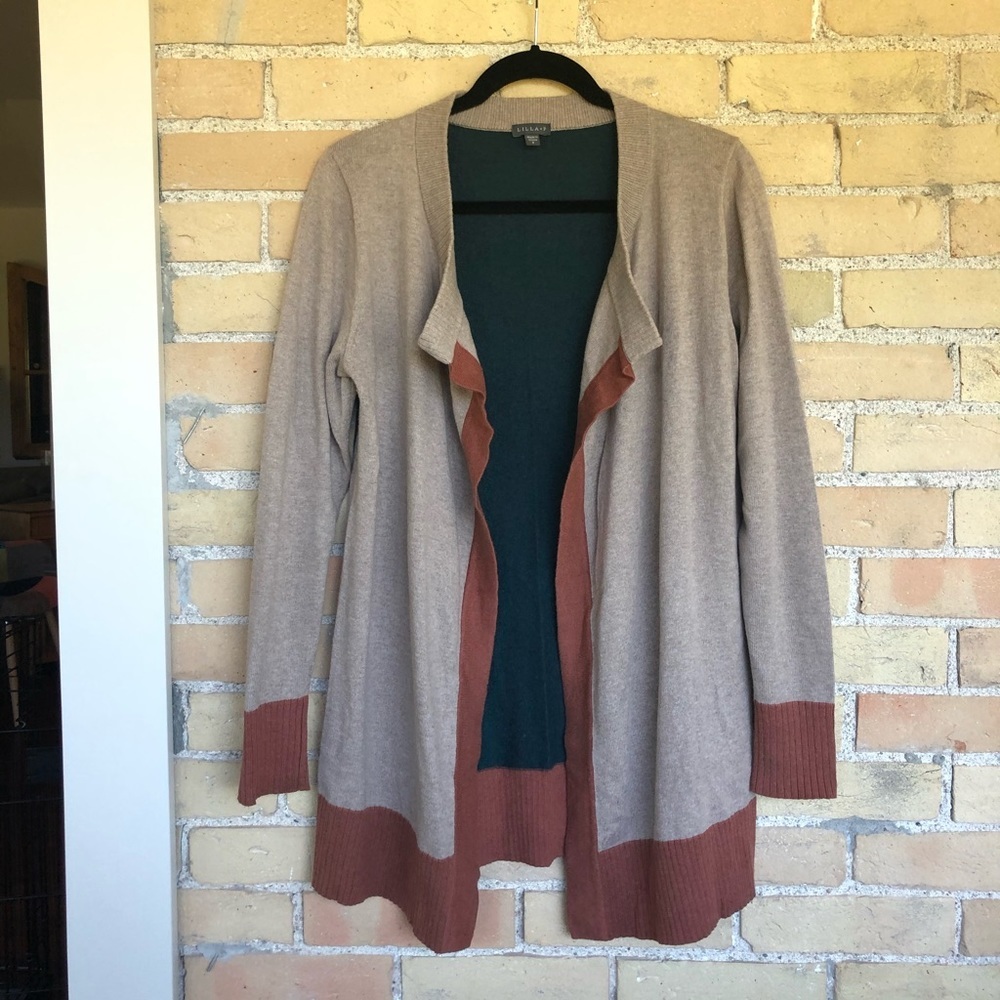Lilla P Colourblock Brown and Teal Blue Cardigan